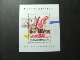 RUMANIA 1992  YV 219**  BLOC   EXPOSICION  UNIVERSAL EN SEVILLA - 1992 – Sevilla (Spanien)