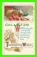 THANKSGIVING WISHES  -  APPLES  - EMBOSSED - TRAVEL IN 1914 - HENDERSON INC - - Thanksgiving