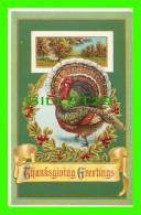 THANKSGIVING GREETINGS  - TURKEYS - EMBOSSED - WRITTEN  IN 1912 -  117 B  - - Giorno Del Ringraziamento