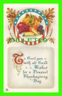 THANKSGIVING  DAY - FRUITS & CORN - EMBOSSED - SERIES 253  D  - - Thanksgiving