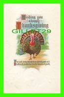 HAPPY THANKSGIVING  - TURKEY  -   EMBOSSED - TRAVEL  - - Thanksgiving