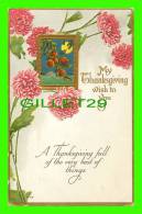 MY THANKSGIVING  WISH TO YOU - APPLES  -  EMBOSSED - WRITTEN - - Giorno Del Ringraziamento