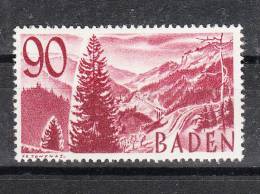 Baden    -   1948.  Valley Of Bavarian.   90 P.  Without   "p" .  MNH, Very  Fresh,  Rare - Bade