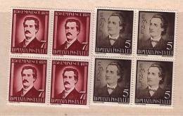 Roumanie / ROMANIA   1939 Poete Mihai Eminescu Mi No 596/597 Et Yv No 568/569 2v.-MNH   Block Of Four - Neufs