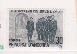 ANDORRE ESPAGNOL N° 133  30P NOIR GRIS ET VERT NOIR 30E ANNIVERSAIRE DE LA CREATION DU SERVICE D'ORDRE** - Sonstige & Ohne Zuordnung