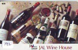 Télécarte Japon * VIN DE  FRANCE * ALCOOL  (192) PHONECARD JAPAN * Alcohol *  * DRANK * DRINK * BEVERAGES  * AVION * JAL - Alimentation