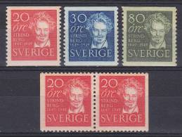 Sweden 1949 Mi. 346 (A, Dl, Dr) - 348 A August Strindberg, Dichter Complete Set MH* - Ongebruikt