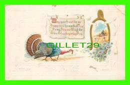 THANKSGIVING  DAY -  TURKEY - WICH BONE - TRAVEL IN 1911 - EMBOSSED - SERIES M. 132 - - Giorno Del Ringraziamento