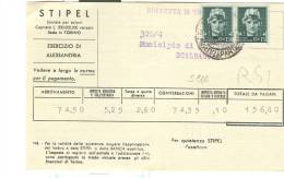 STORIA POSTALE, IMPERIALE Cent. 15X2, 246,cent.30 IN TARIFFA SU   FATTURA STIPEL  1944 X SCALDASOLE, - Poststempel