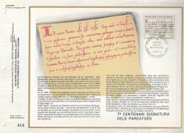Andorre Feuillet N° 44 - 7è Centenari Signatura Dels Paréatges - 1er Jour émission 2 Sept 78 - T. 273 - Briefe U. Dokumente