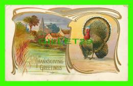 THANKSGIVING GREETINGS - TURKEY - WRITTEN - P.C. No 226 - EMBOSSED - - Thanksgiving