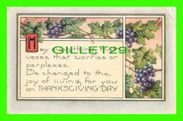 THANKSGIVING DAY - RAISINS - EMBOSSED - TRAVEL IN 1921 - - Giorno Del Ringraziamento