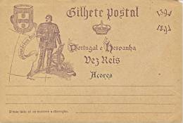 Portugal Azores 1894 Postal Stationery Postcard 10 Reis 5th Centenary Birthday Prince Henry The Navigator Unused - Explorateurs