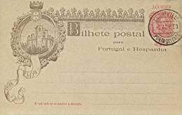 Portugal Azores 1898 Postal Stationery Postcard 10 Reis 4th Centenary Arrival Of Vasco Da Gama To India Unused - Esploratori