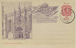 Portugal Azores 1898 Postal Stationery Postcard 10 Reis Jeronymos 4th Centenary Arrival Of Vasco Da Gama To India - Esploratori