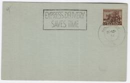 Slogan "Express Delivery Saves Time"  On India 1956 Card - Covers & Documents