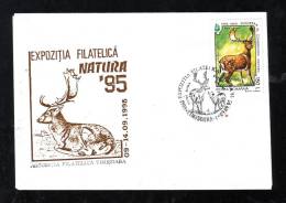 DEER,SPECIAL COVER,OBLITERATION CONCORDANTE,1995,ROMANIA - Gibier