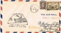 0615. Carta Aerea BISSETT (Canada) 1933. First Flight Bisset Wadhope - Cartas & Documentos