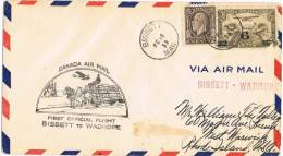 0615. Carta Aerea BISSETT (Canada) 1933. First Flight Bisset Wadhope - Lettres & Documents