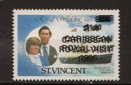 Saint Vincent 1985 N° 887 ** Famille Royale, Visite Royale, Surchargé, Prince Charles, Diana Spencer, Yatchs, Britannia - St.Vincent & Grenadines