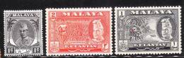 Malaya Kelantan 1951-63 Sultan Ibrahim 3v Mint - Kelantan