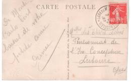 CARTE POSTALE 1927 AFFRANCHIE AVEC UN TIMBRE A 40 CT AU TYPE SEMEUSE OBLITERE GARE DE MONTE CARLO BEAUSOLEIL - Marcophilie