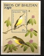 Bhoutan Bhutan 1990 N° BF 218 ** Animaux, Oiseau, Arachnothera Longirostris, Fleurs, Areignée, Spiderhunter - Bhutan