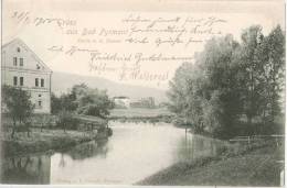 Gruss Aus Bad Pyrmont Partie An Der Emmer Grünlich 30.9.1900 Gelaufen - Bad Pyrmont