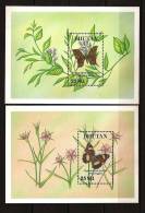 Bhoutan Bhutan 1990 N° BF 240 / 1 ** Animaux, Papillons, Hypolimnes Bolina, Teinopalpus Imperialis, Fleurs - Bhoutan