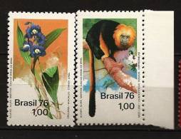 Bresil Brasil 1976 N° 1195 / 6 ** Protection De La Nature, Animaux, Singe, Sapajou, Fleur, Orchidée - Unused Stamps