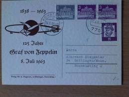 125 Jahre Graf Von Zeppelin 8. Juli 1963 Konstanz Nach Göttingen - Zeppelins