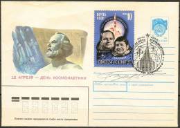 Space. USSR 1990. Anatoly Filipchenko. Signed Envelope With Michel 4597. Cancel Baikonur  Cosmonaut Day 12.04.90. - Russia & USSR