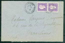 Yvert N°689 X 2 ( Marianne De Dulac ) /lettre Oblitéré Hucqueliers ( Pas De Calais ) En 1945  - Am4025 - 1944-45 Marianne De Dulac