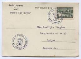 FINLAND, Suomi - EKENAS, TAMMISAARI, 1946. Postal Stationery To Yugoslavia - Enteros Postales