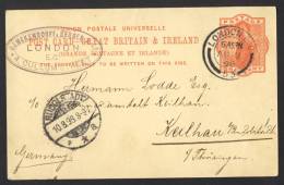 Great Britain 1898, Postcard - Victoria, London To Keilhau - Rudolstadt, Germany, Benekendorff, Berger & Co. - Lettres & Documents