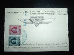 BILLET AIR PULLMAN GALLARATE AEROPORTO MALPENSA MILANO TP 4L + 20 L COMPOSTEUR 27 V 55 - Fiscales