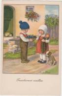 CPA  Pauli Ebner   Fraichement Cueillies  Enfants  Corbeille Fruits,bonnet,poupée,chat ,chien DAGB  Selco - Ebner, Pauli