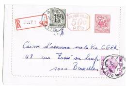 Carte-lettre 42 F M1 P010M Oblitérée Gilly, Recommandée - Postbladen