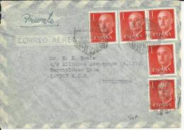 MADRID CC CON MAT HEXAGONAL CORREO AEREO MADRID SELLOS BASICA FRANCO Ga - Covers & Documents