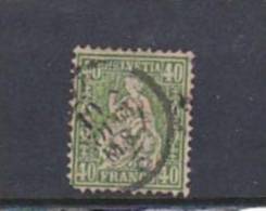 Switzerland  1862 40fr Green Used, Short Perf - Gebraucht
