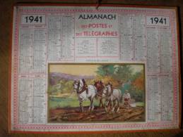 - ALMANACH Des POSTES Et Des TELEGRAPHES - Chevaux De Labour -1941- - Grand Format : 1941-60