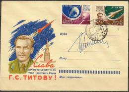 Space. USSR 1962. German Titov. Cover With Portrait Cachet. Signed By Cosmonaut German Titov. Cancel 07.09.62. Moscow. - Russie & URSS