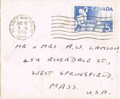 0636. Carta St. JOHN´S (New Foundland) Canada 1955. Missent To Springfiel Mass - Briefe U. Dokumente