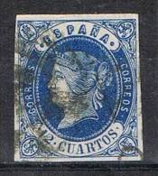 Sello 12 Cuartos 1862 Isabel II, Num 59 º - Oblitérés
