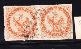 COLONIES GÉNÉRALES N° 5 40C VERMILLON TYPE AIGLE IMPÉRIAL PAIRE OBL GUADELOUPE 49 POINTS - Águila Imperial