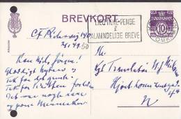 Denmark Postal Stationery Ganzsache Entier (169) 10 Ø Brevkort KØBENHAVN Omk. 1950 (2 Scans) - Interi Postali