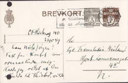 Denmark Postal Stationery Ganzsache Entier (153) 3 + 7 Ø Brevkort KØBENHAVN Omk. 1947 (2 Scans) - Ganzsachen