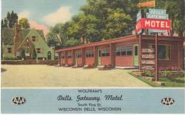 Wisconsin Dells WI Wisconsin, Dells Gateway Motel, Lodging, C1940s/50s Vintage Linen Postcard - Sonstige & Ohne Zuordnung