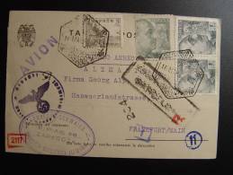 1943 CENSURE ZENSUR CENSURA ZARAGOZA  OBERKOMMANDO WEHRMACHT WWII SS HEIL HITLER  POUR FIRMA GEORG ALP FRANKFURT AEREO - 1931-....