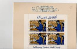 69525)cartoncino Emirati Arabi - Ras Al Chaima Con Un Foglietto Commemorativo Kennedy Di 4 Valori + Annullo - Ras Al-Khaimah